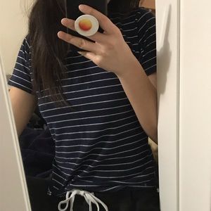 John Galt Navy Blue Striped Tee